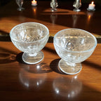 Pair Of 80s Retro Glass Ice Cream Dessert Bowls Gift 10cm