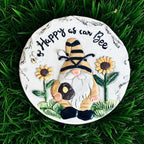 Novelty Painted Garden Gnome Stepping Stone Decoration Happy As Can Be Quote Heavy Weight