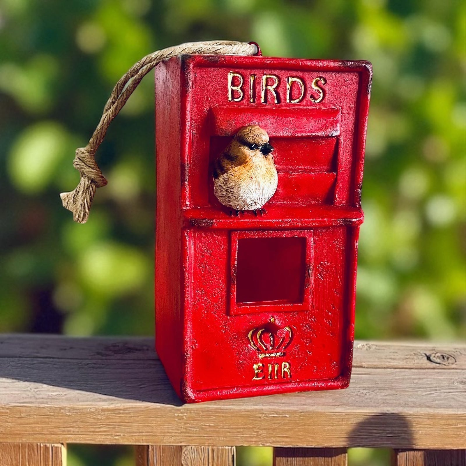 Vintage Style Painted Bird Box Post Box Hanging Bird Feeder Red