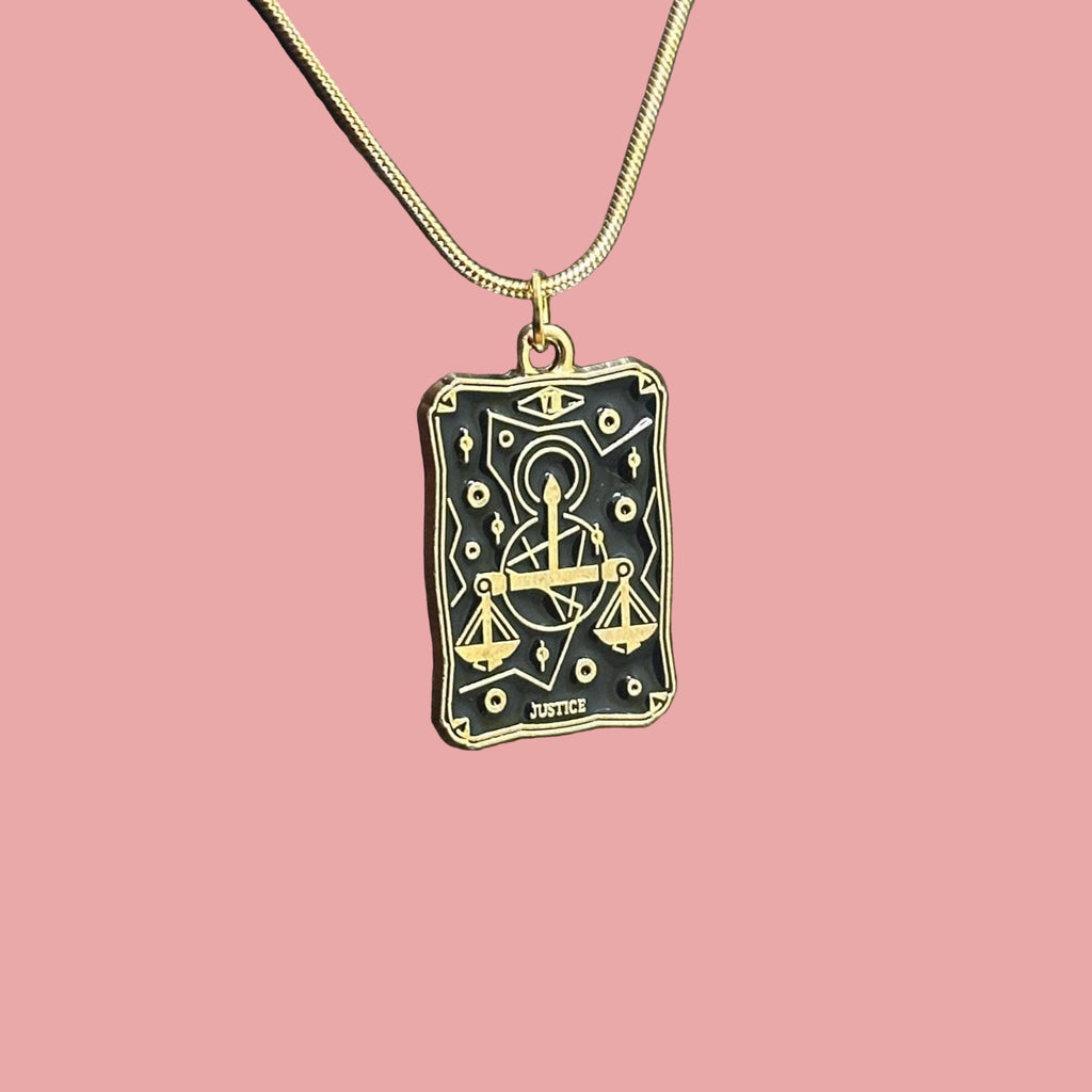 Justice tarot card pendant necklace