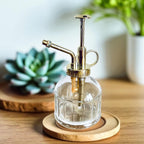 Vintage Style Glass Spritzer Bottle With Gold Spray Button Vintage Homeware Gift 16cm