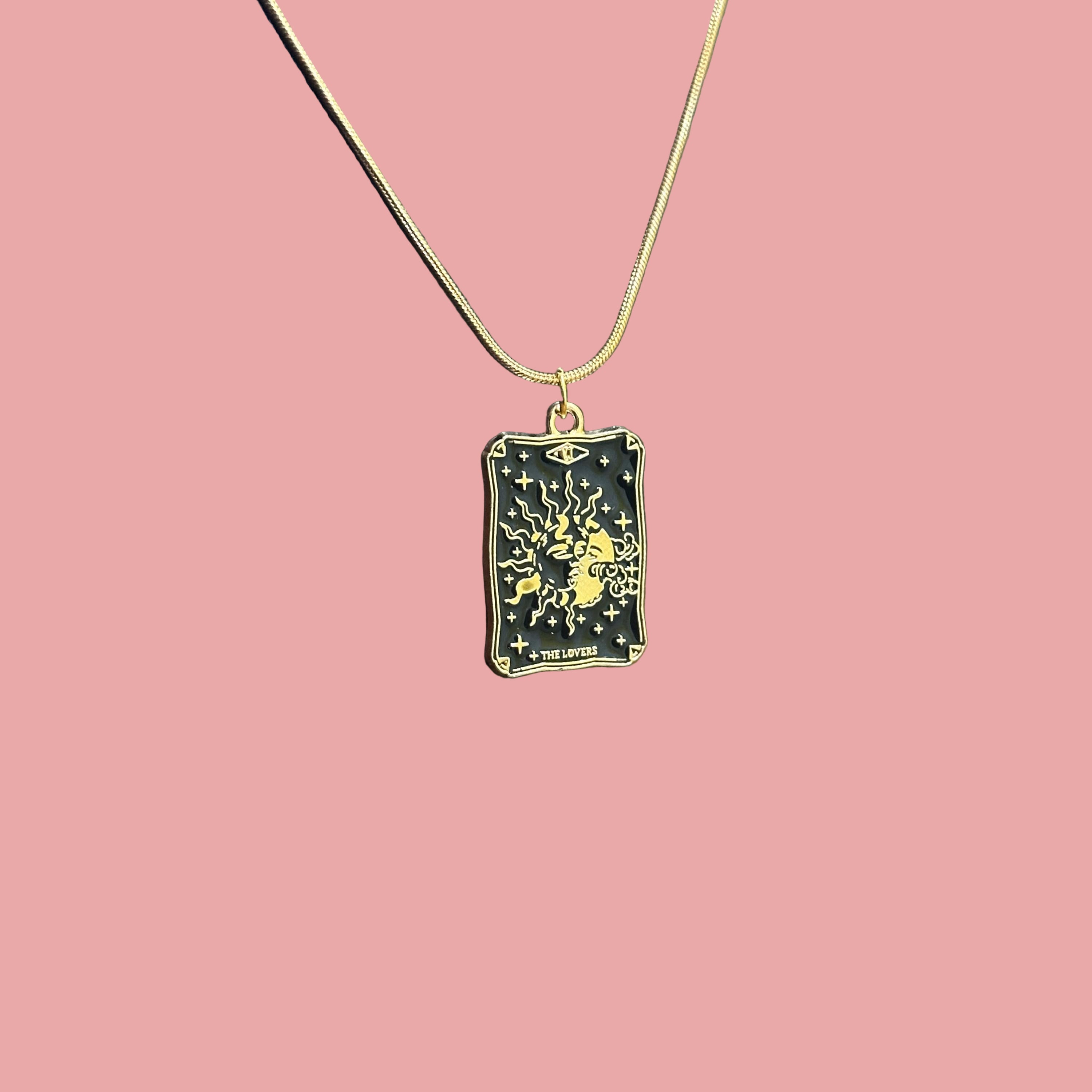The Lovers Tarot Card Pendant Necklace
