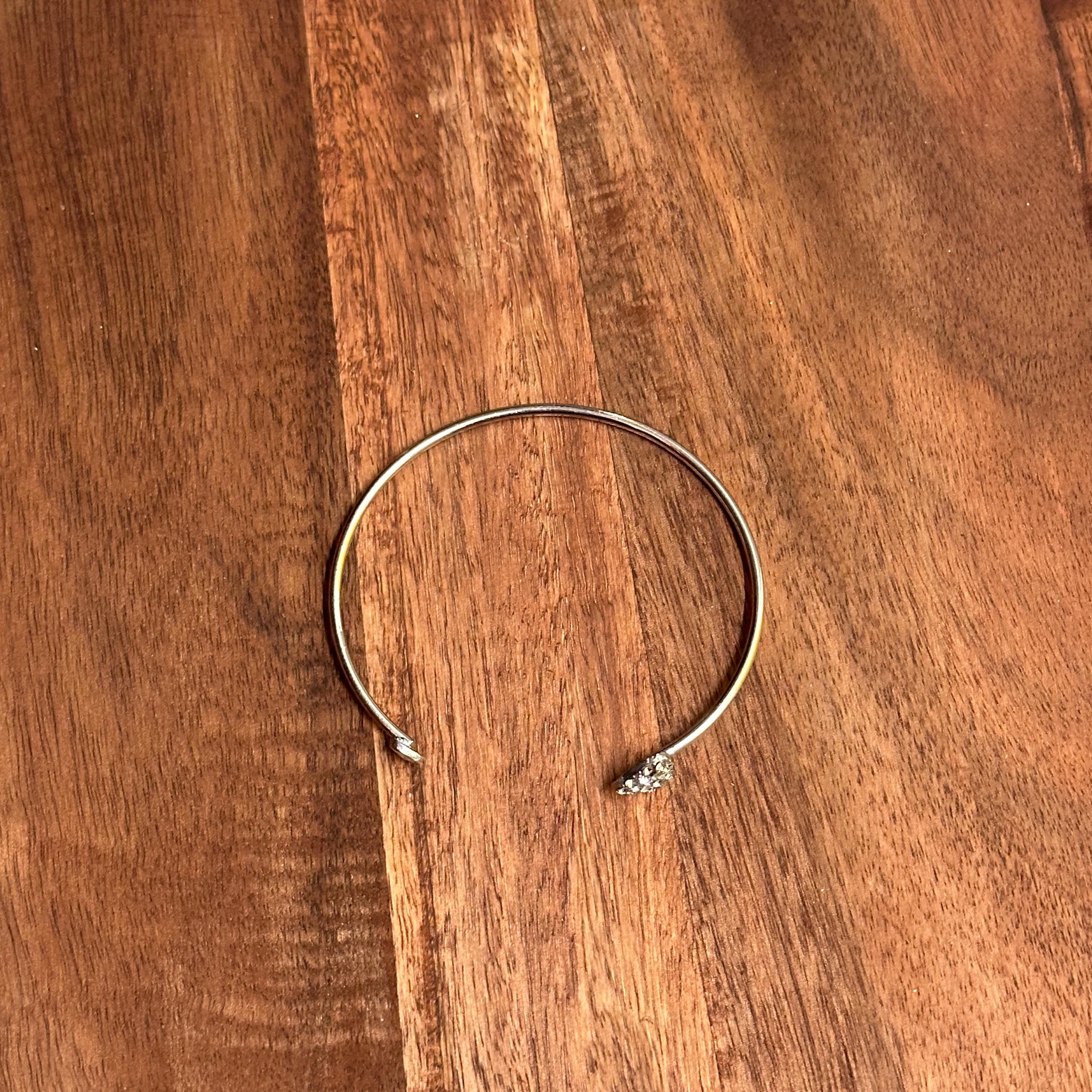 Vintage Open Heart Diamante Bangle Split Bracelet Silver Tone Jewellery