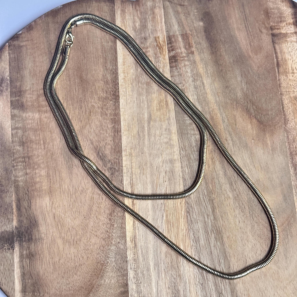 Vintage Sleek Gold Tone Double Necklace Long Costume Jewellery