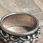 Vintage Tribal 925 Sterling Silver Abstract Ring Gothic Spinner Unisex - Size T 1/2