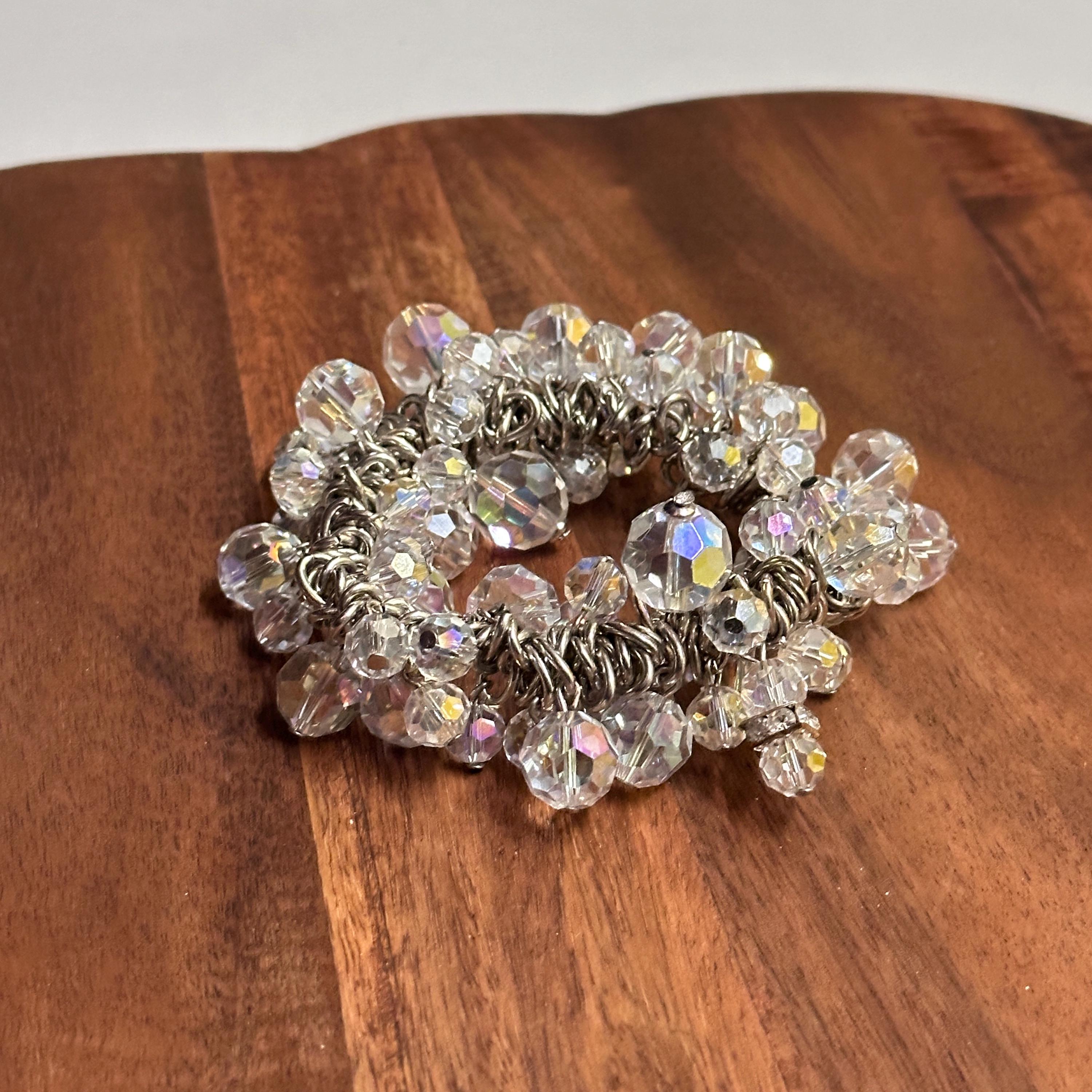 Vintage Scrunchy Glass Diamanté Charm Style Bracelet Unique Gift