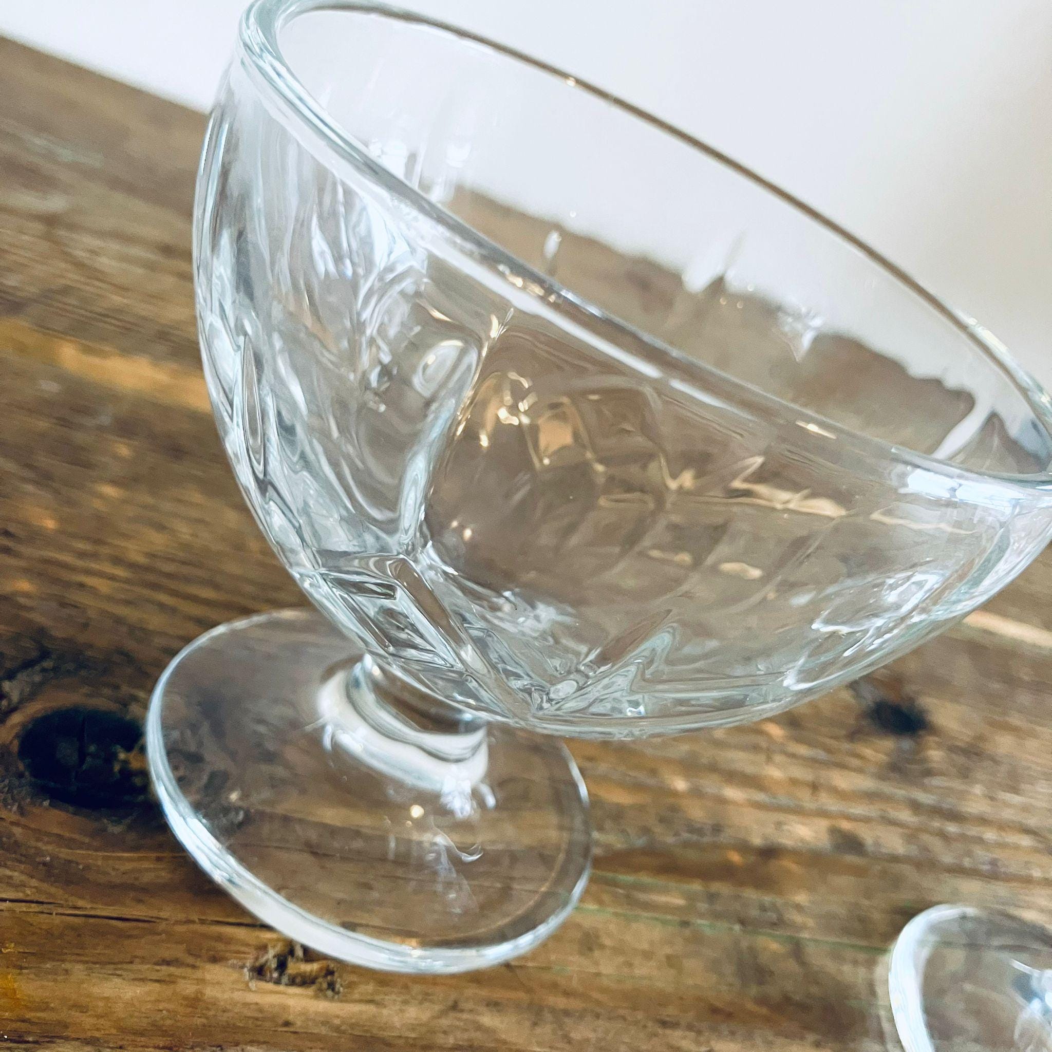 Pair Of 80s Retro Glass Ice Cream Dessert Bowls Gift 10cm