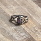 Vintage Unique 925 Silver Purple Gemstone Ring Gift- Size L