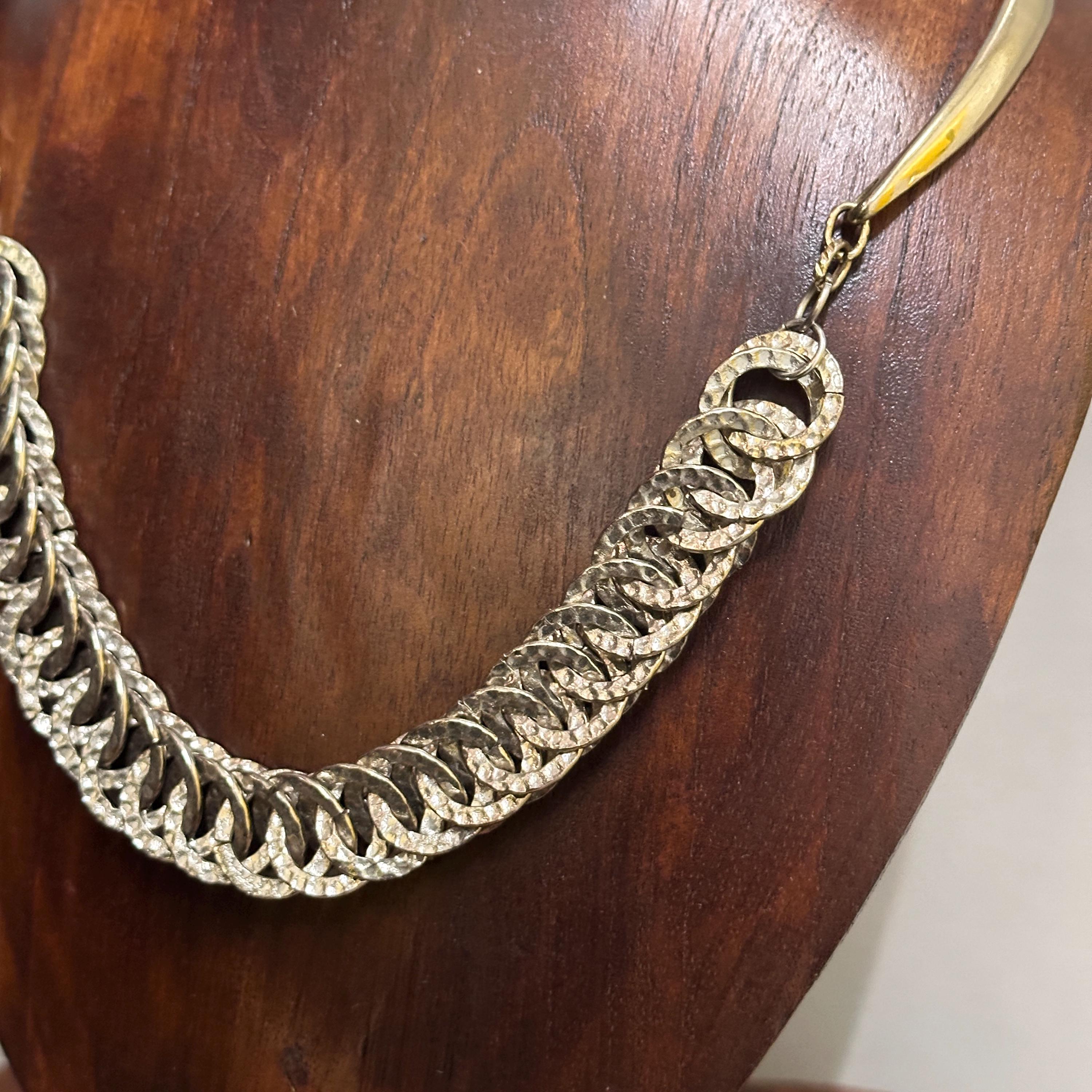 Vintage Gold/Silver Tone Chunky Bar & Chain Necklace Costume Jewellery