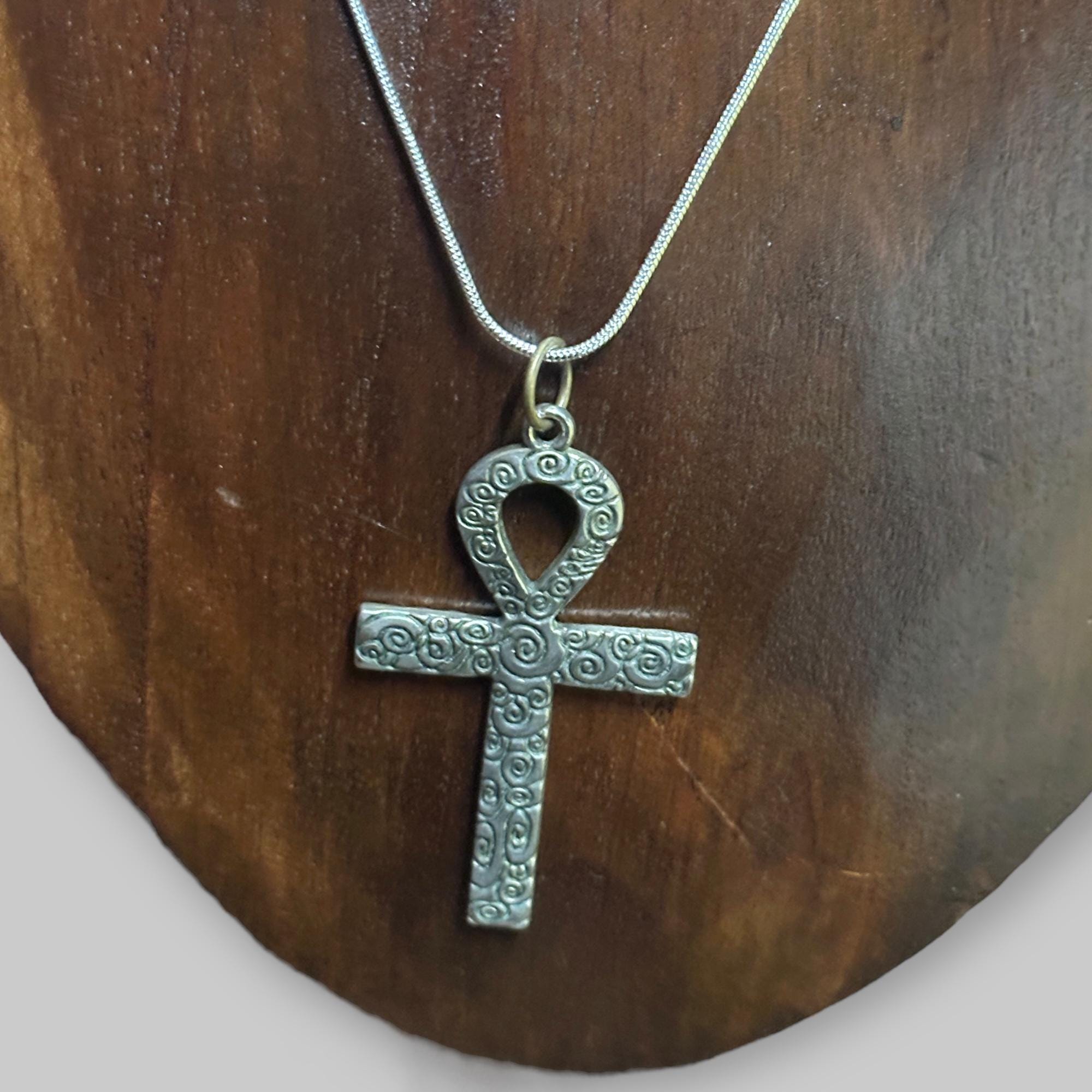 Vintage Floral Engraved Female Cross Silver Tone Pendant Necklace Unique Gift
