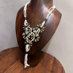 Vintage Handmade Tribal Disk Pendant Necklace White/Brown
