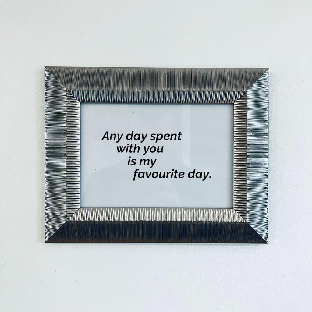 Ribbed Silver Framed Love Quote Print Valentine&#39;s Day Gift Friend Girlfriend Boyfriend Anniversa