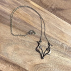 Vintage Mid-Century Split Floral Leaf 925 Sterling Silver Pendant Necklace Unique Gift