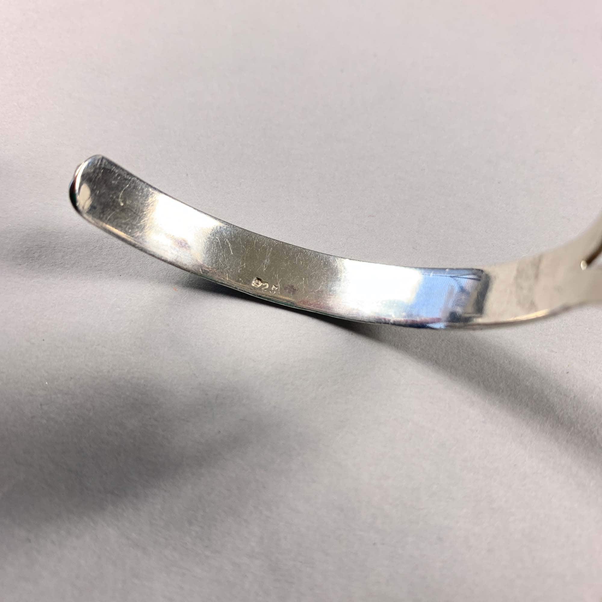 Vintage 925 Sterling Silver Tigers Eye Bangle Bracelet