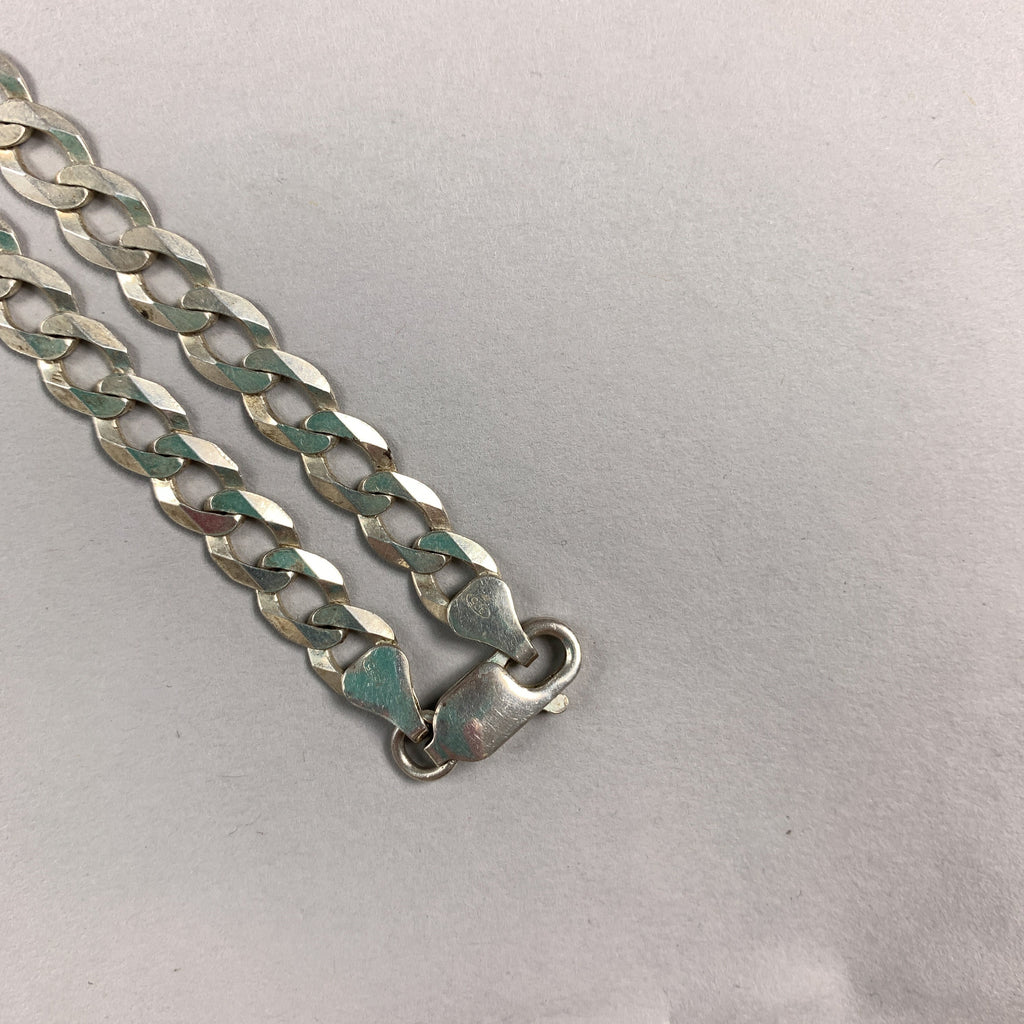 Vintage 925 Sterling Solid Silver Chunky Choker Flat Link Chain Necklace 50cm