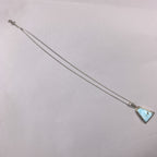 Vintage 925 Sterling Silver Turquoise Stone Semi Precious Triangle Necklace Lucky Pendant