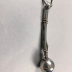 Vintage Unique Feather & Ball 925 Sterling Silver Long Garnet Pendant Necklace Boho Hippie Lucky Tri