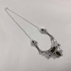 Vintage Unique Costume Jasper Stone & Garnet Necklace