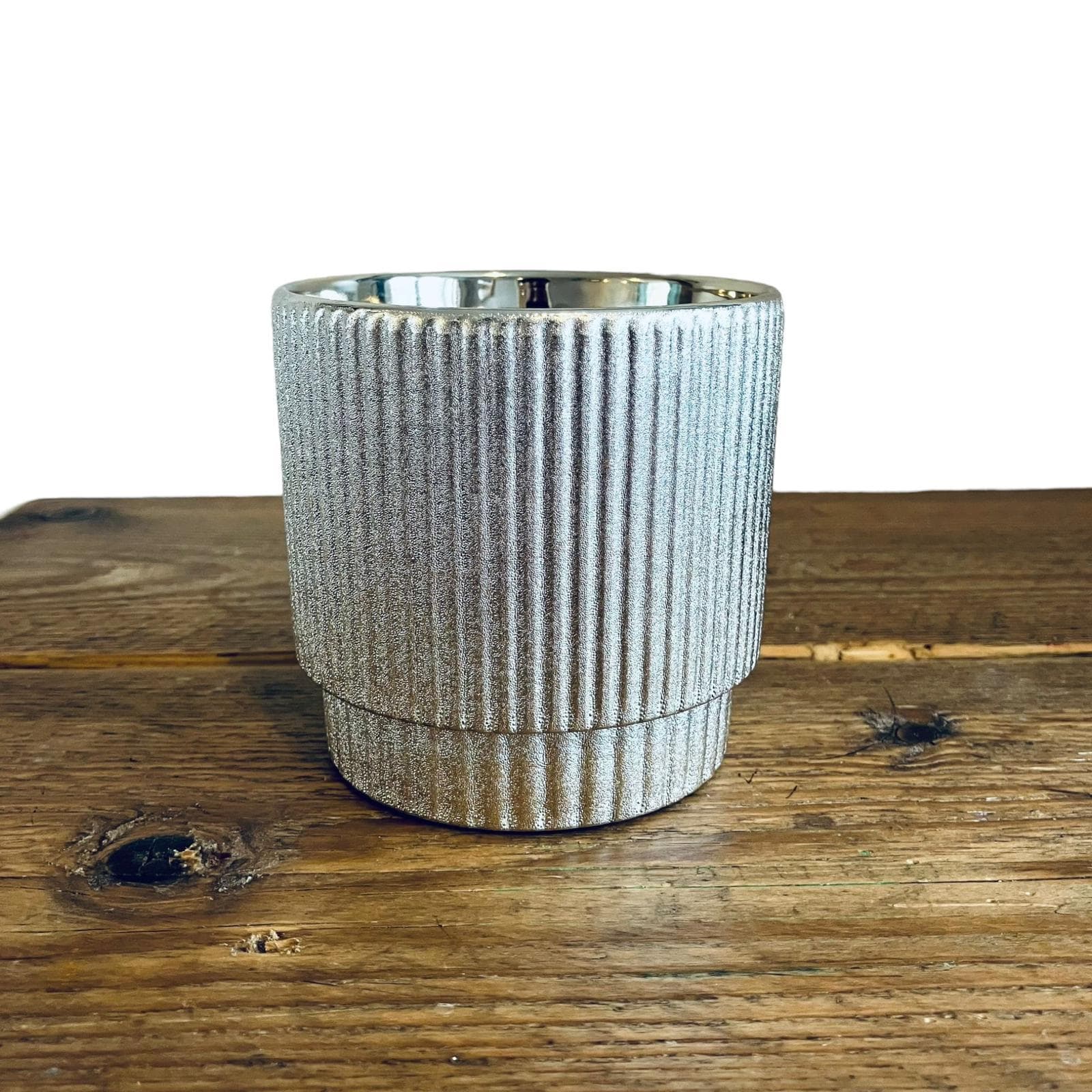 Metallic Gold Retro Planter Ribbed Plant Pot Unique Homeware Gift 11cm