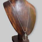 Vintage Large Buddha Pendant Necklace Silver Tone Long Necklace Lucky Friendship Gift