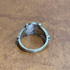 Vintage Gothic Black Eye Silver Tone Ring  - Size Q
