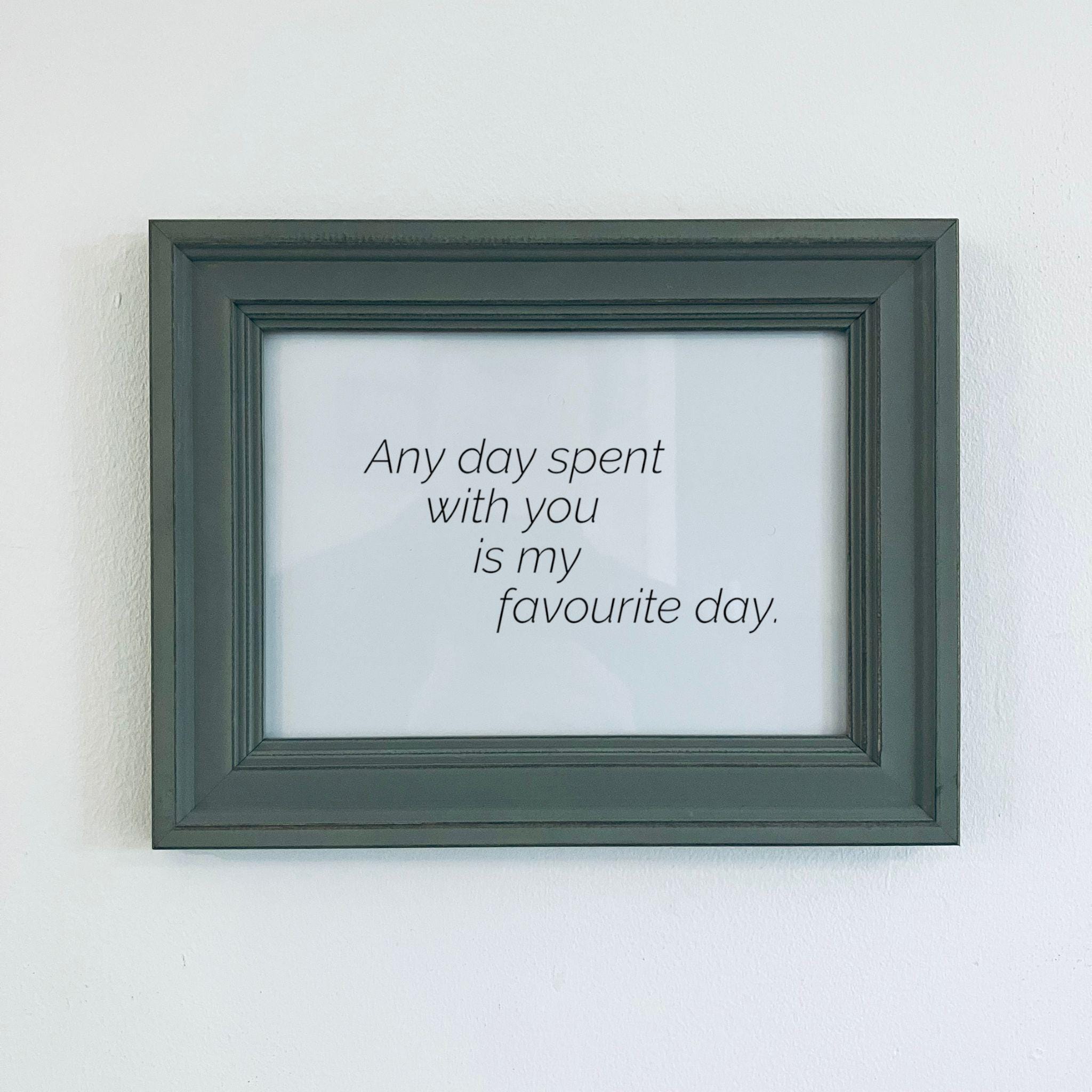 Rustic Green Framed Love Quote Print Valentine&#39;s Day Gift Friend Girlfriend Boyfriend Anniversar