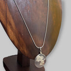 Vintage Mid-Century Glass Bow Pendant Necklace Silver Tone Gothic Steampunk Unique Gift