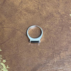Vintage Modernist 925 Solid Silver Square Black Gemstone Ring - Size M