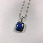 Vintage 925 Sterling Silver Labradorite Square Pendant & Snake Chain Necklace
