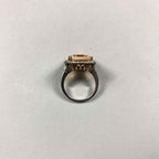 Vintage Unique 925 Sterling Silver Padparadscha Quartz & White Topaz Ring - P