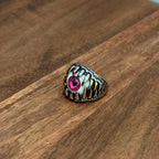 Novelty Party Horror Eyeball Teeth Ring Dark Silver Tone - Size X
