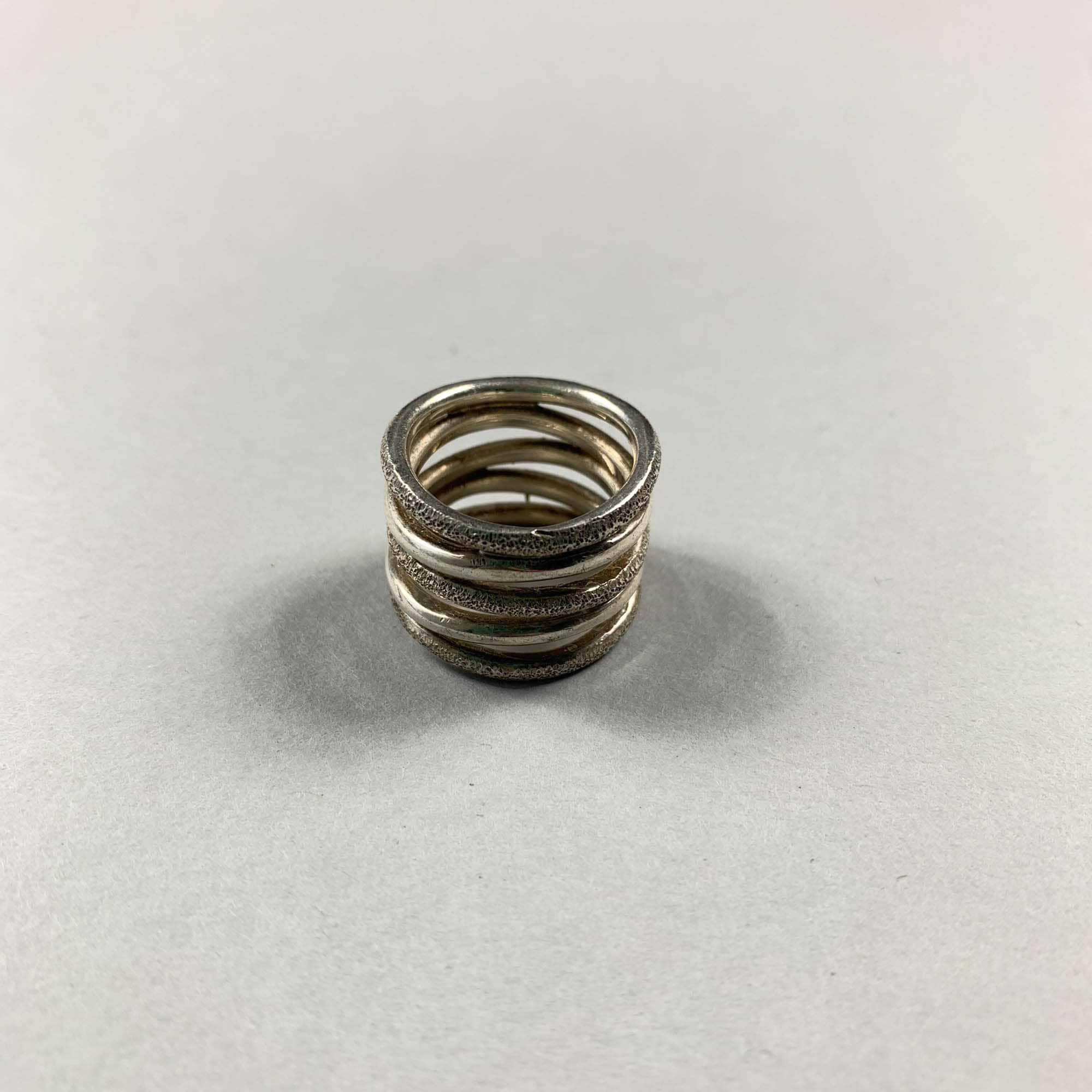 Vintage Unique 925 Sterling Solid Silver Multi Band Textured Ring - Size L 1/2