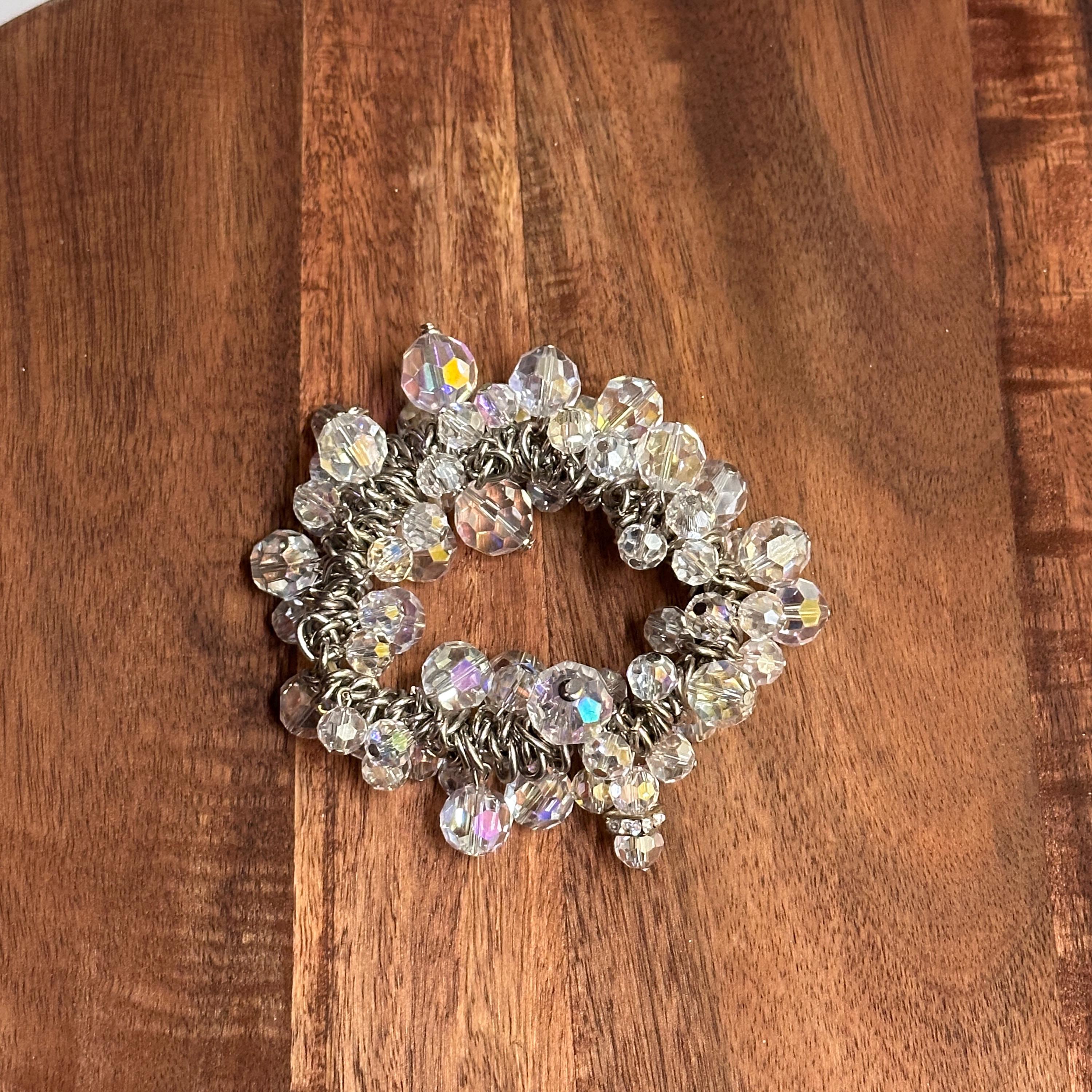 Vintage Scrunchy Glass Diamanté Charm Style Bracelet Unique Gift