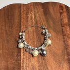 Vintage Unique Oversized Pearl Diamante Bracelet Woven Charms Gift