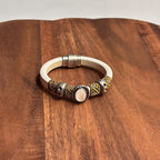 Vintage Unique Cream Tribal Gemstone Bangle Ethnic Hippie Boho Bracelet Gift