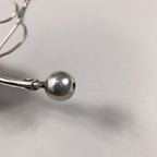 Vintage Unique Feather & Ball 925 Sterling Silver Long Garnet Pendant Necklace Boho Hippie Lucky Tri