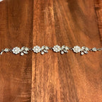 Vintage Floral Diamante Link Bracelet Silver Tone Unique Gift Costume Jewellery