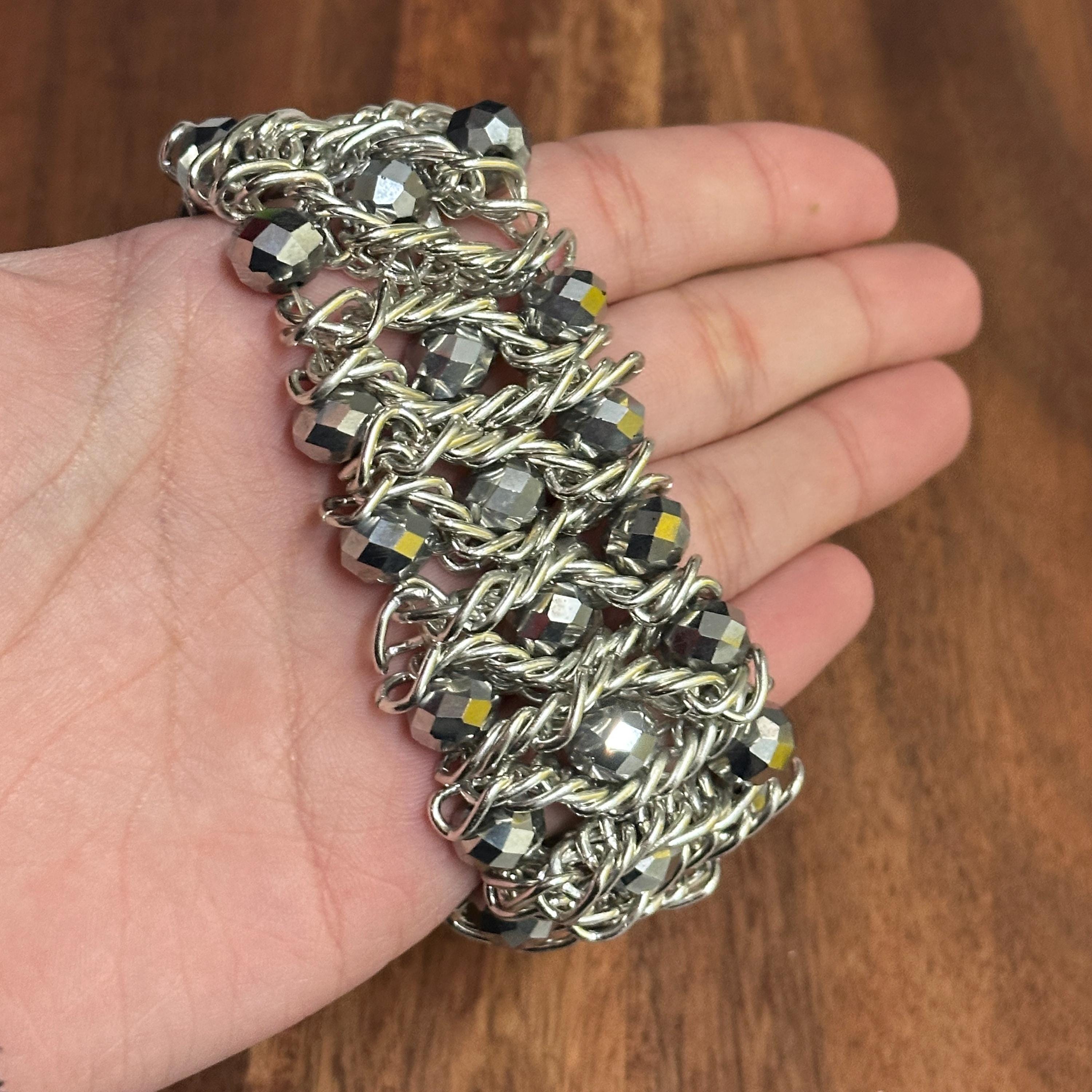 Vintage Unique Cuff Chain Diamanté Bracelet Jewellery Gift