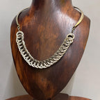Vintage Gold/Silver Tone Chunky Bar & Chain Necklace Costume Jewellery