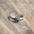 Vintage Unique 925 Silver Dark Green Gemstone Ring - Size L 1/2