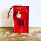 Vintage Style Painted Bird Box Post Box Hanging Bird Feeder Red