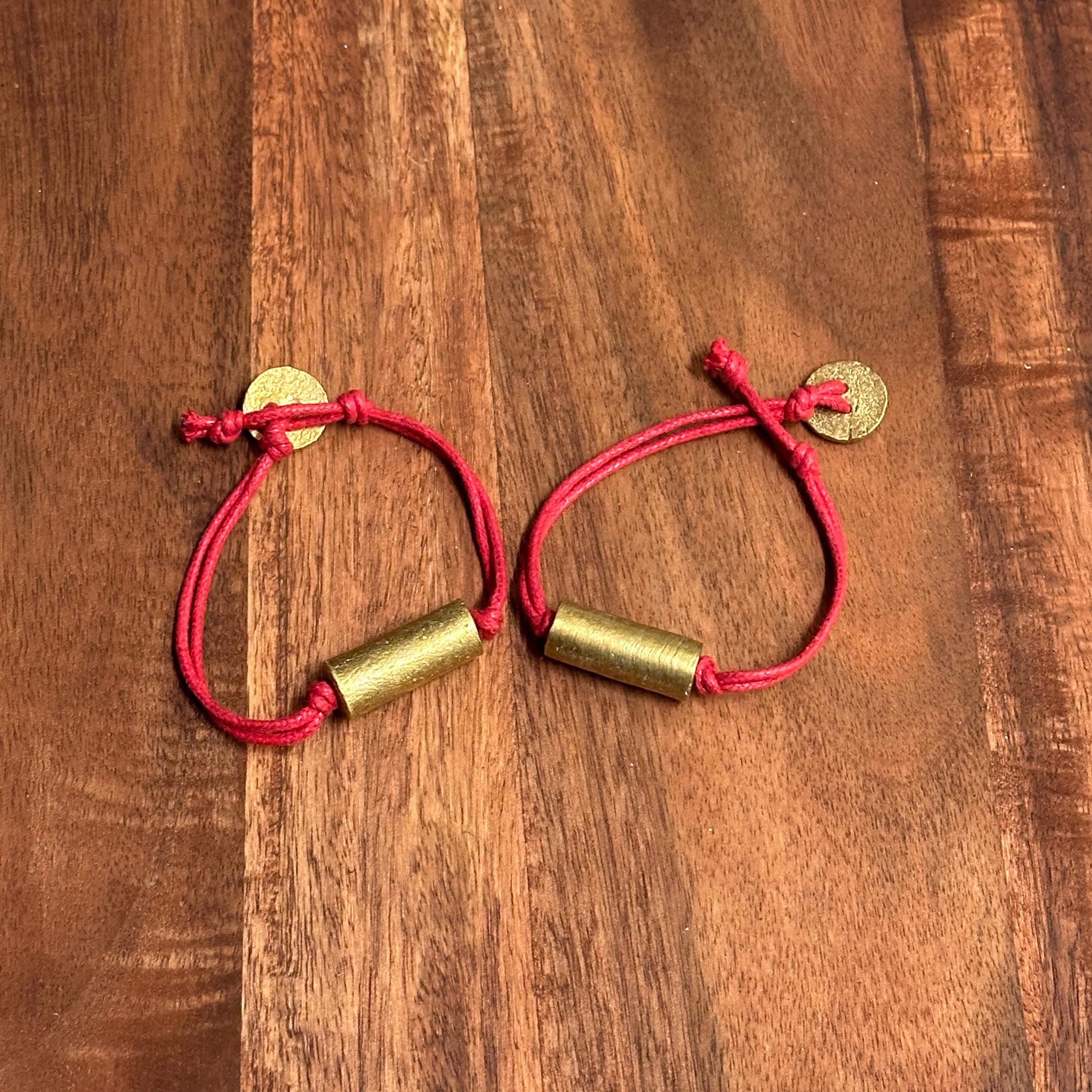 Vintage Oriental Handmade Red Woven Bracelets 2 Pieces Unique Gift