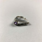 Vintage Rare Unique 925 Sterling Silver Amethyst Geometric Minimalist Style Heavy Ring Gift - Size Q