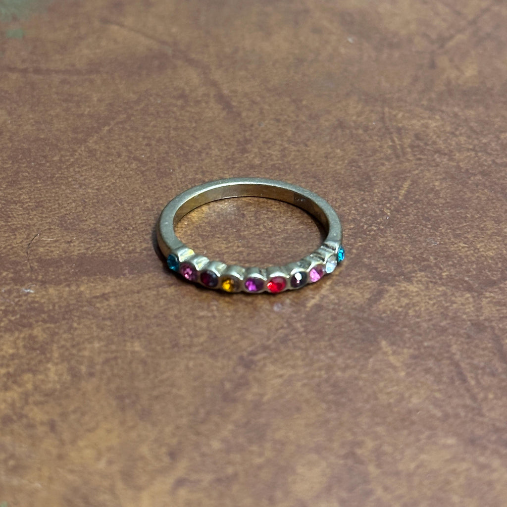 Vintage Stackable Costume Silver/Gold Tone Party Ring Collection 4 Pieces - Size R 1/2
