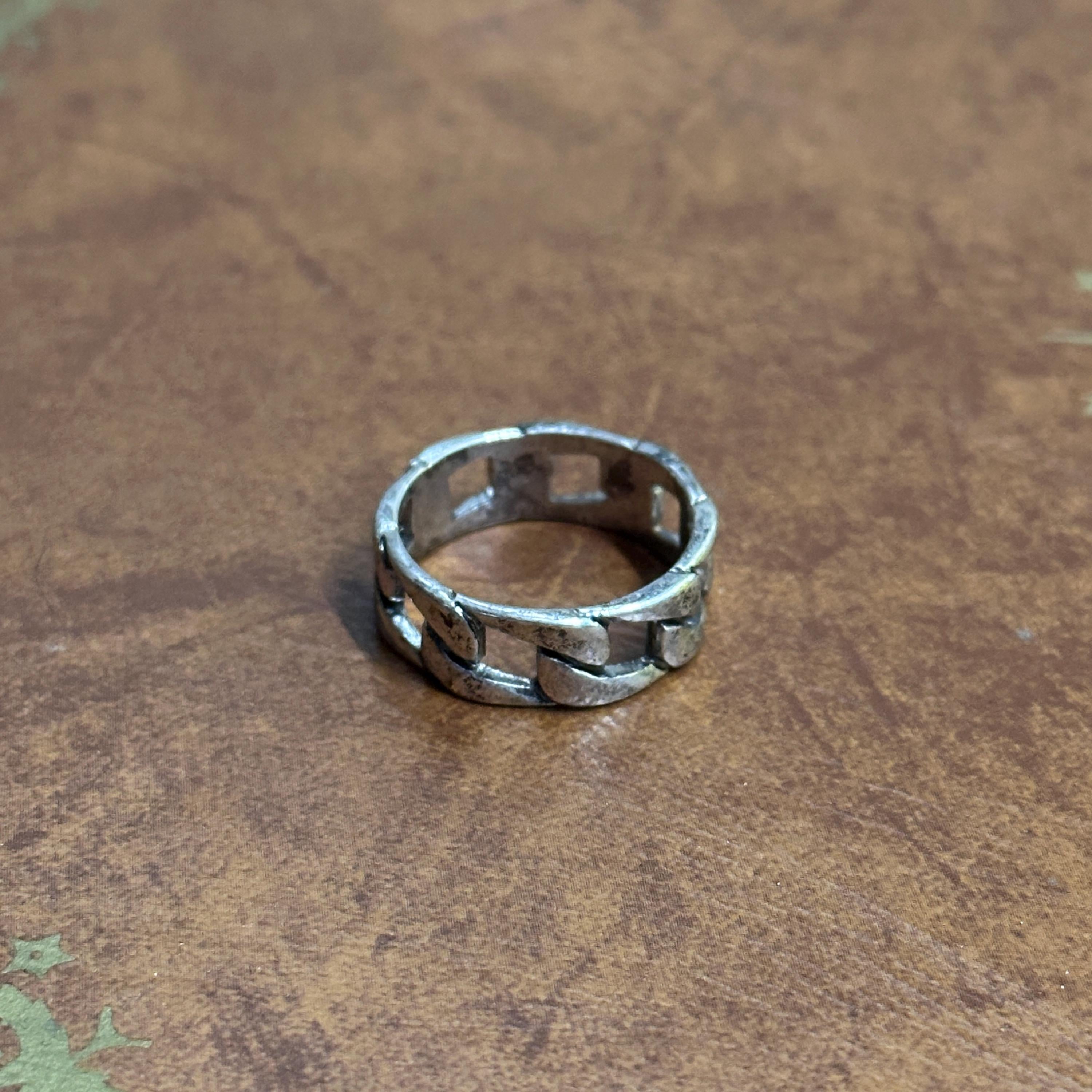 Vintage Stackable Chain Link Silver Tone Ring Costume Jewellery - Size U