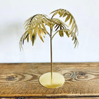 Retro 80s Inspired Gold Metal Palm Tree Desk Ornament Homeware Gift 16.5cm