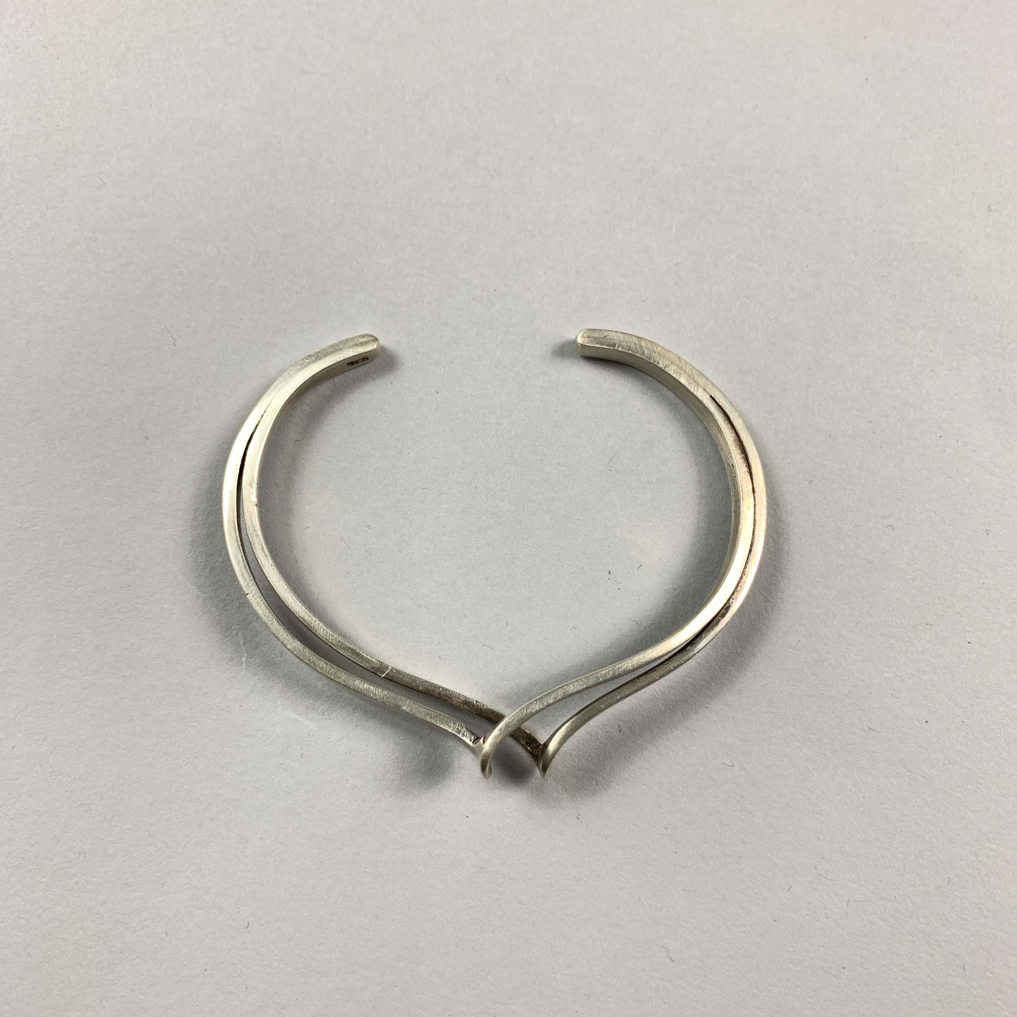 Vintage 925 Sterling Silver Wave Modernist Split Band Cuff Bangle