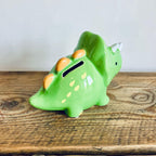 Children&#39;s Novelty Retro Dinosaur Stegosaurus Piggy Bank Green 18cm Unique Gift