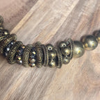 Vintage Chunky Metallic Bronze Tone Beaded Necklace Tribal Costume Jewellery