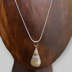 Vintage White/Yellow Calcite Gemstone Pendant Necklace Teardrop Unique Gift